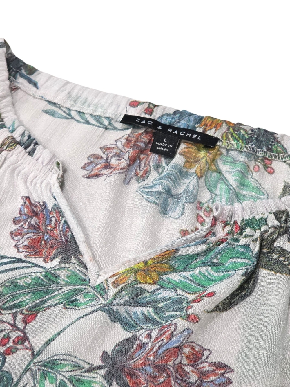 Zac & Rachel White Floral Bell Sleeve Blouse Size Large (L) E77 - Picture 2 of 8